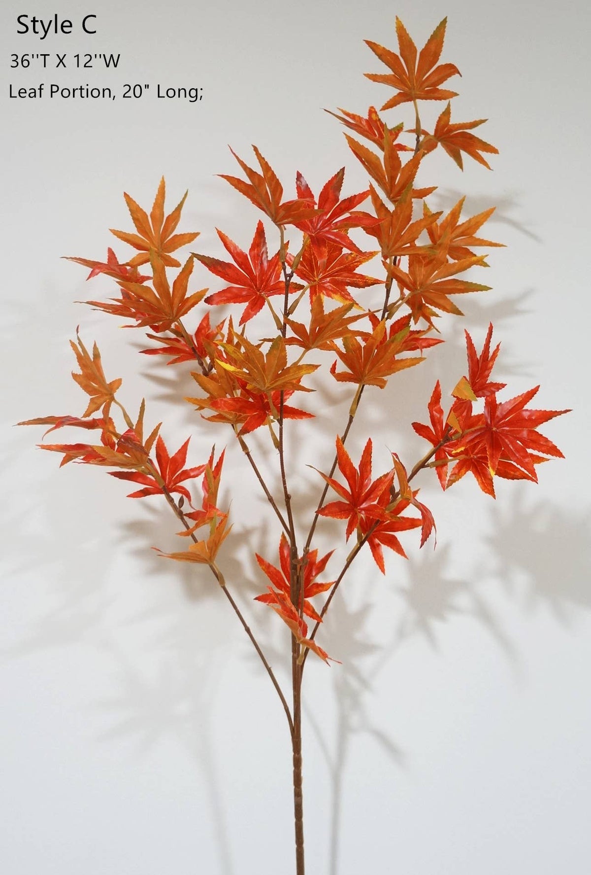 Faux Maple Leaves, Long Stem Autumn Leaves, Orange/Red