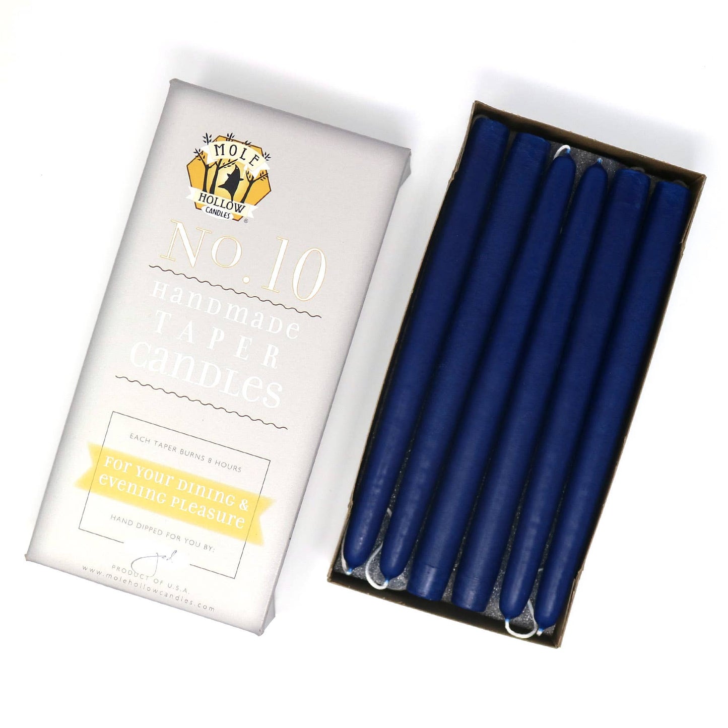 10" Hand Dipped Unscented Taper Candles - 39 Colors USA Made