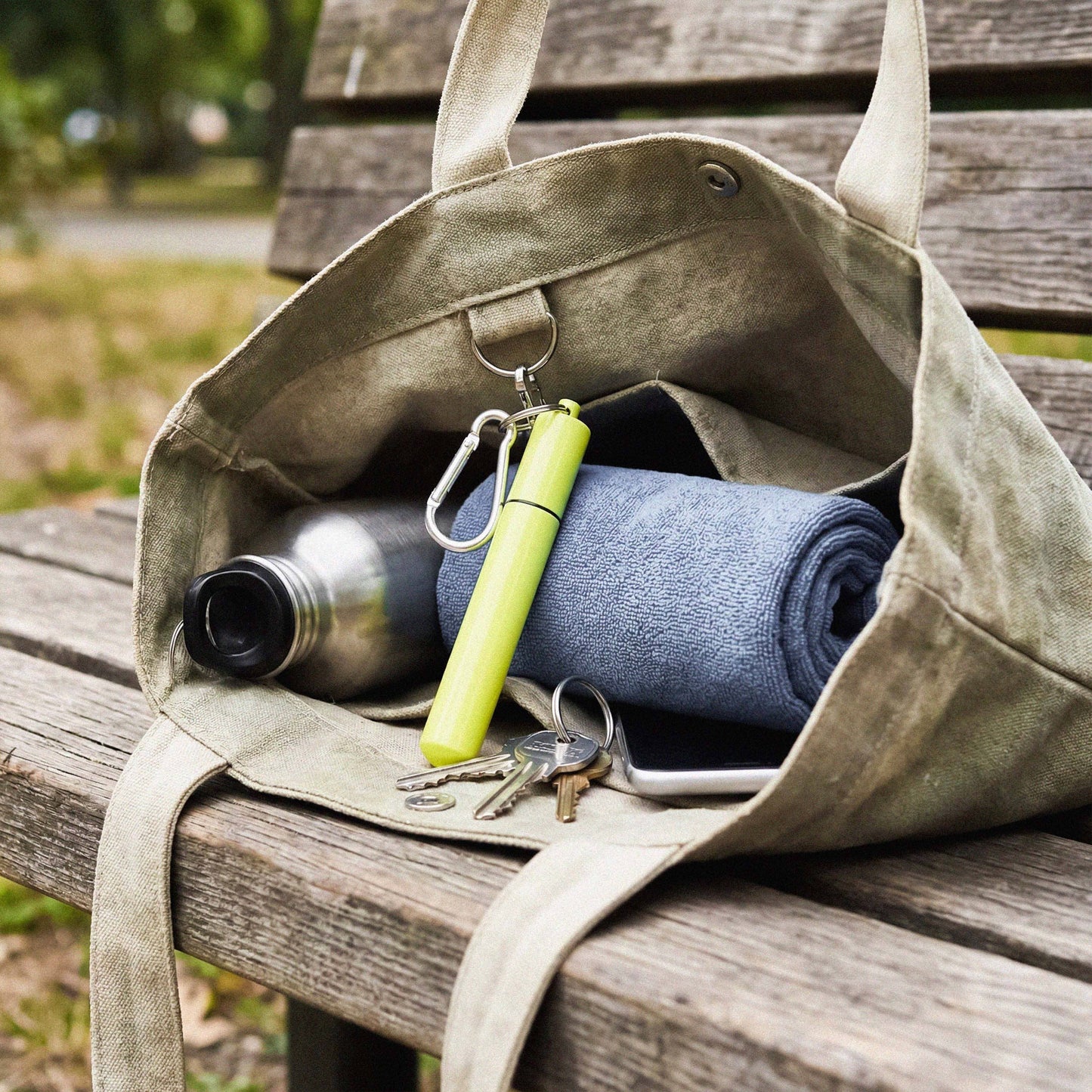 Collapsable Metal Straw Keychain w/ Cleaner