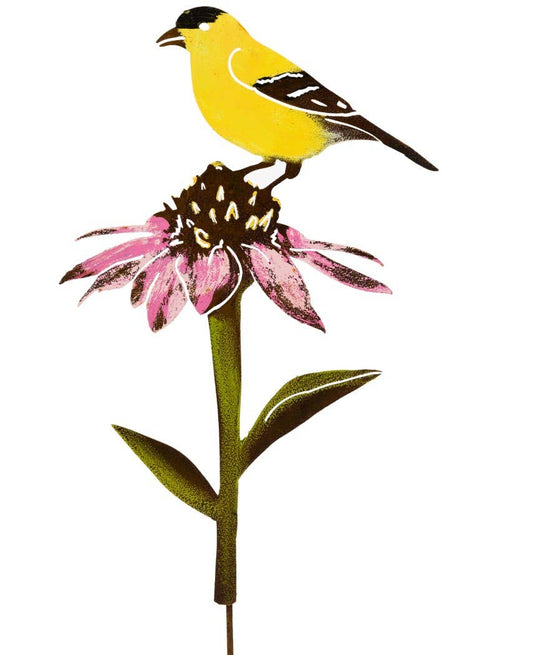 Goldfinch on Cone Flower Pick -Painted