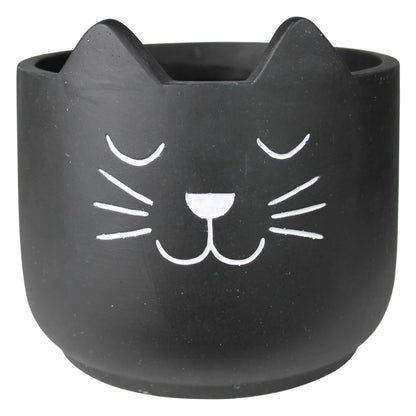 Cement Cat Cachepot Large