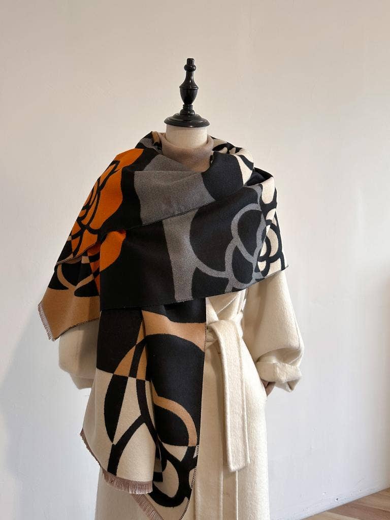 Orange / Black Geo Rose Wrap