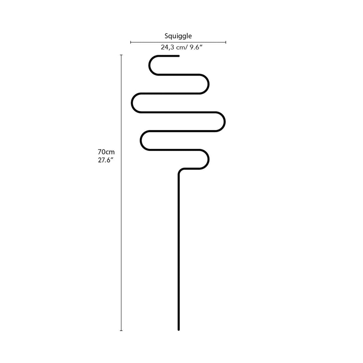 Golden plant stake from metal - Squiggle