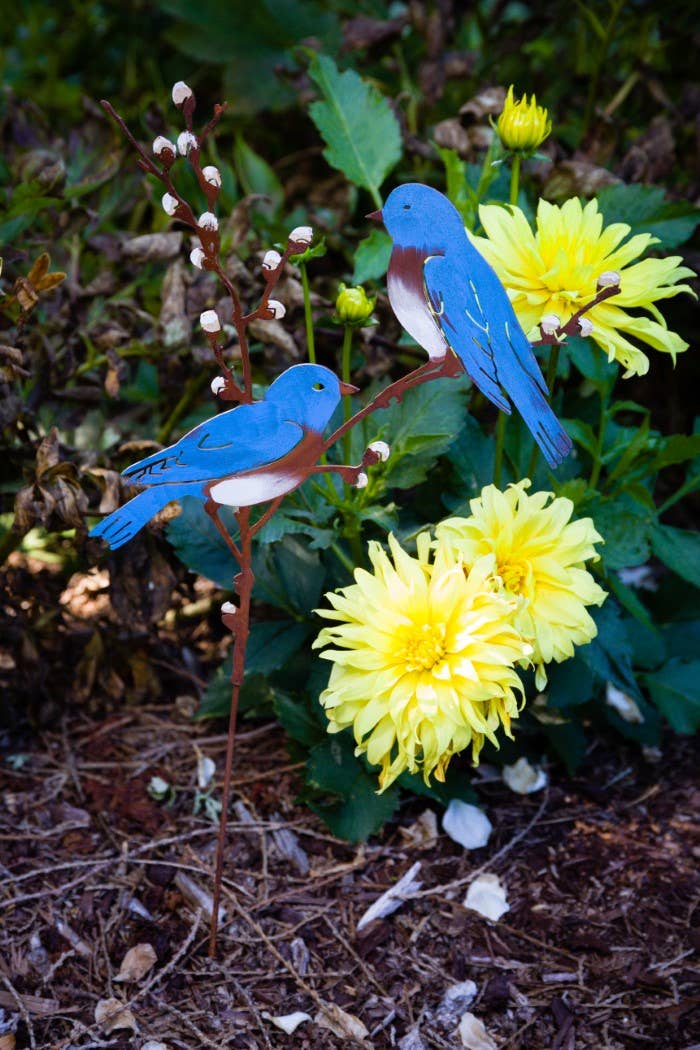 Bluebirds on Pussy Willow Pick -Painted