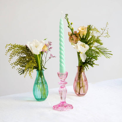 Pink Glass Candle Holder