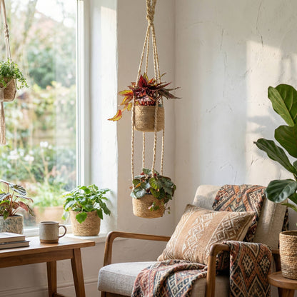 Double Hogla Hanging Planters (3") With Plastic Liner