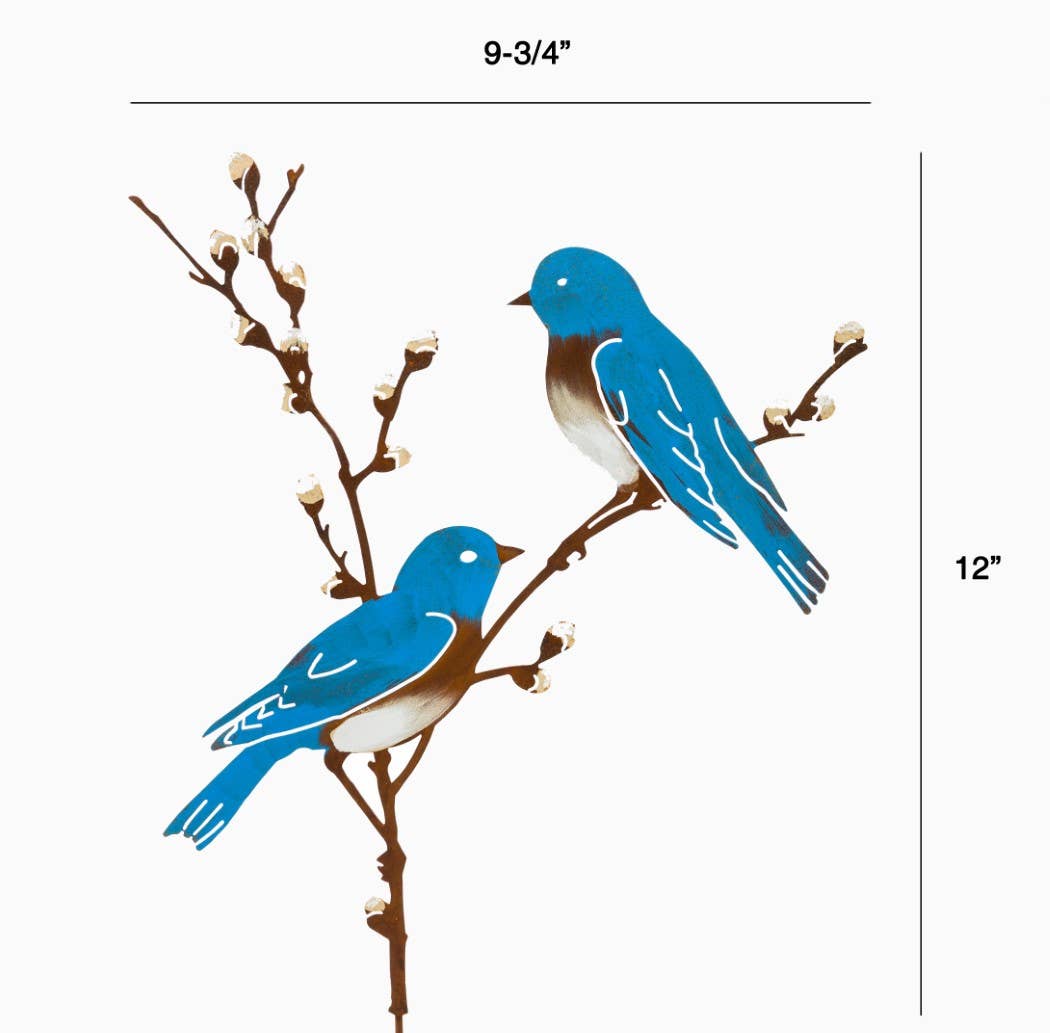 Bluebirds on Pussy Willow Pick -Painted