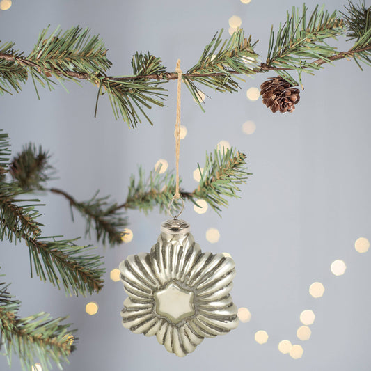 Silver Star Glass Ornament