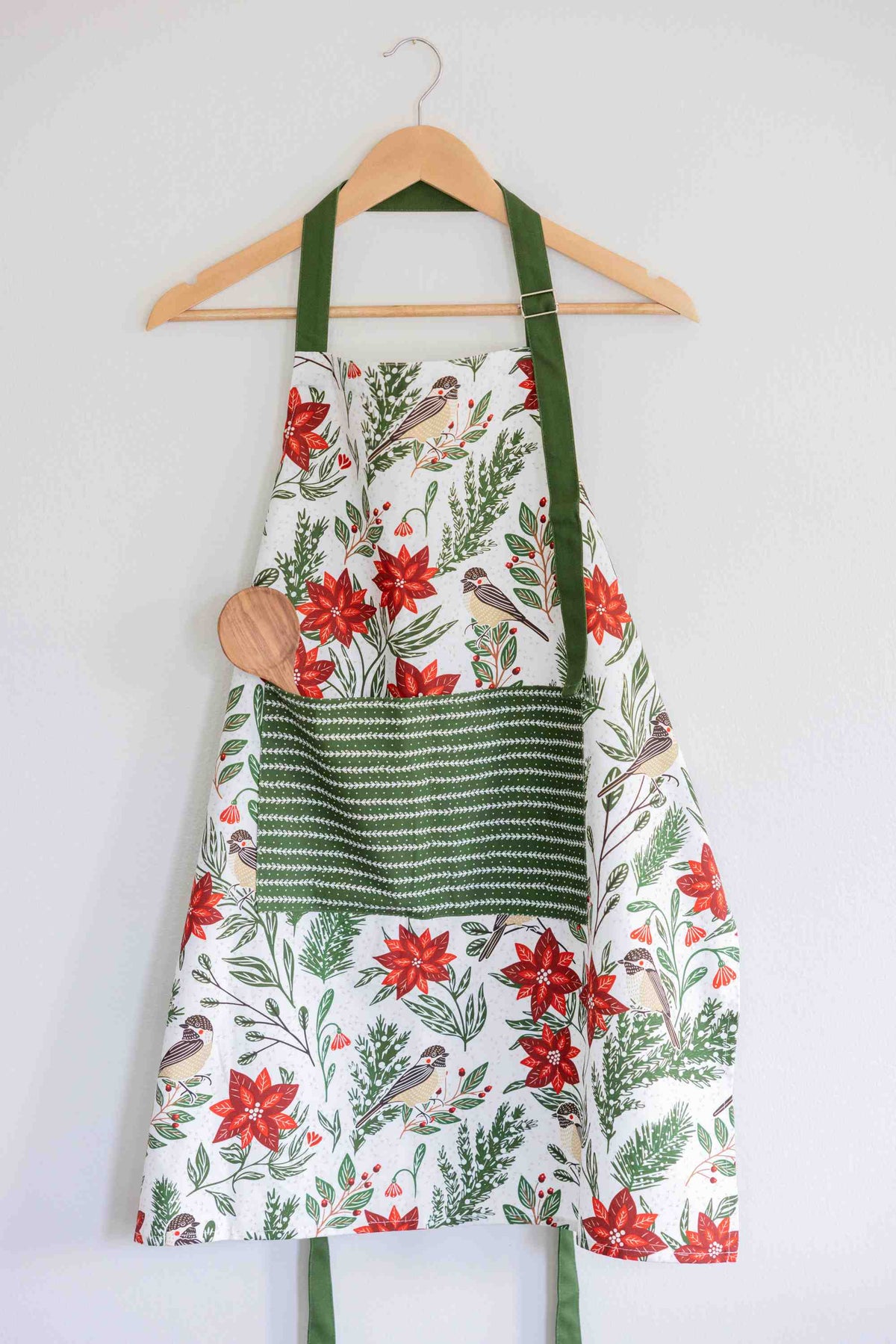 Poinsettias & Pines Apron - Holiday Cooking Apron
