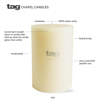 Chapel Wedding Pillar Candle 3x6 - White