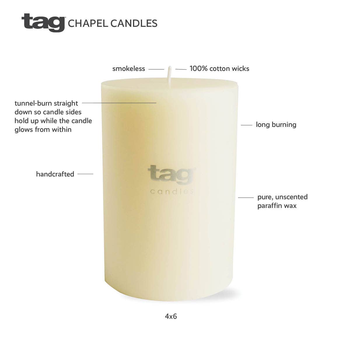 Chapel Wedding Pillar Candle 3x3 - White