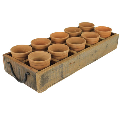 Campo Wood Caddy with 10 Clay Cups