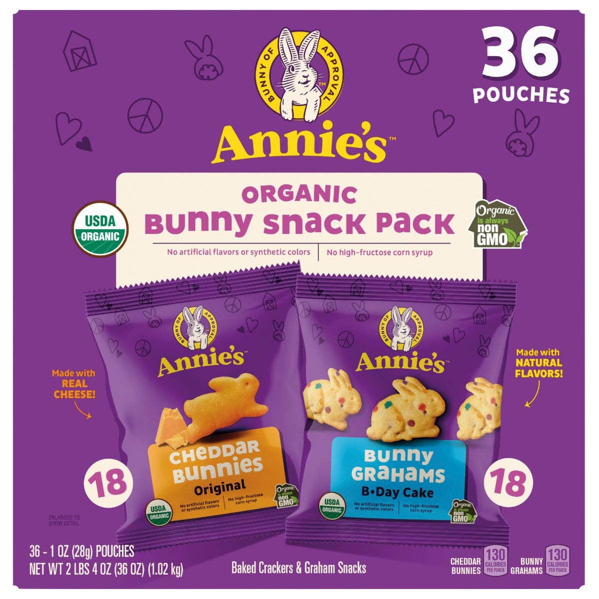 Annie's Organic Bunny Snack Variety Pack, 1 oz, 36 ct
