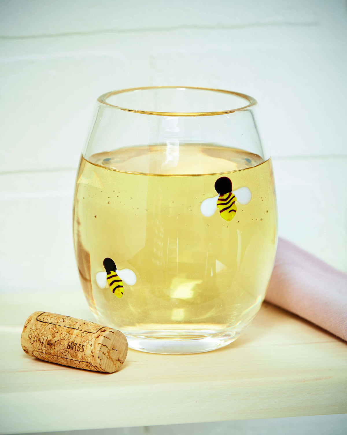 Bee Stemless Wine Glass Multi Spring