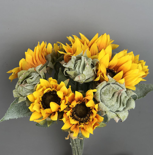16''T Silk Sunflower Bouquet, Fall Color Sunflower