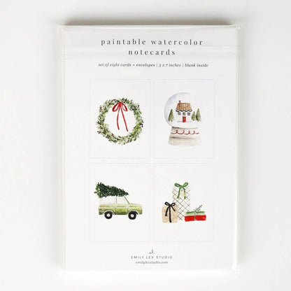 Christmas cheer paintable watercolor notecard set