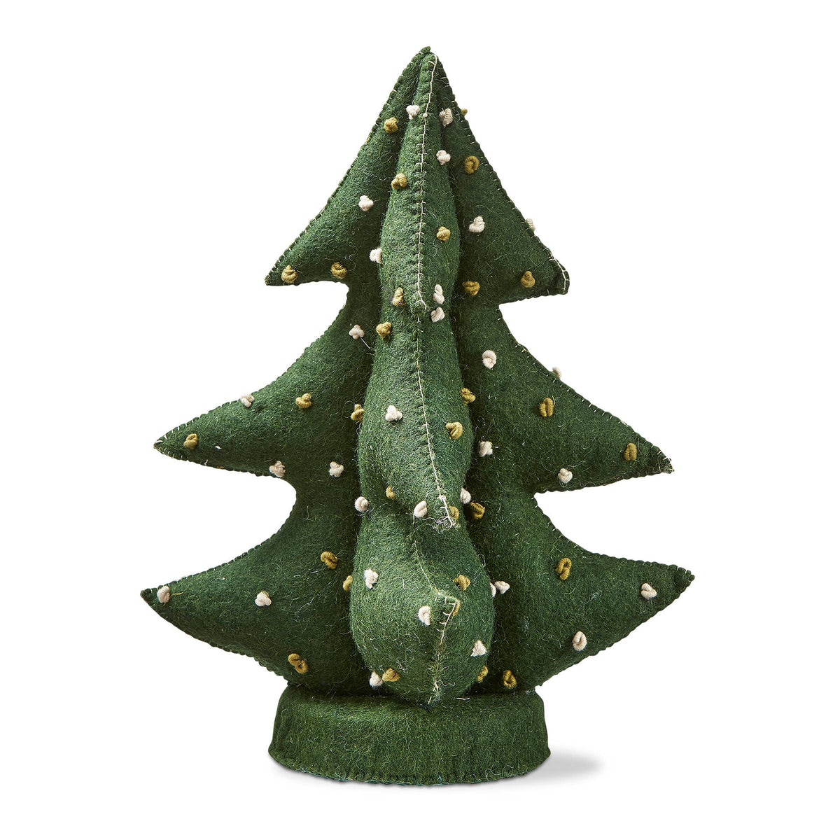 French Knot Wool Tree Decor Small Dark Green Polyester