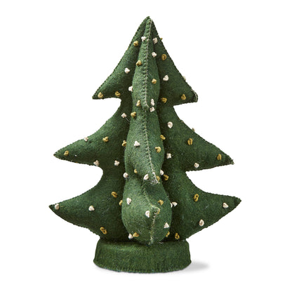 French Knot Wool Tree Decor Small Dark Green Polyester