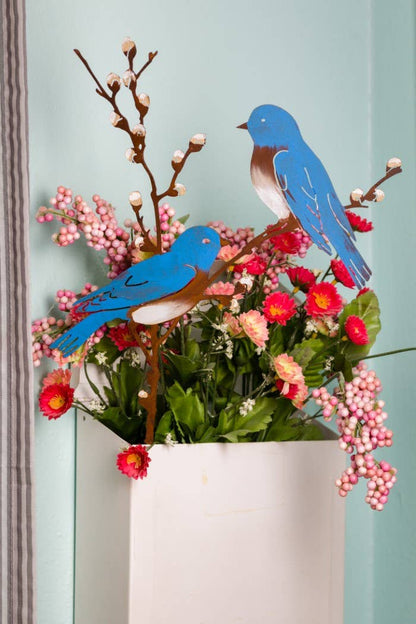 Bluebirds on Pussy Willow Pick -Painted