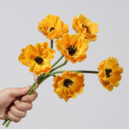 12''T PU Real Touch Poppy Bunch, Fall Color Poppy Flowers