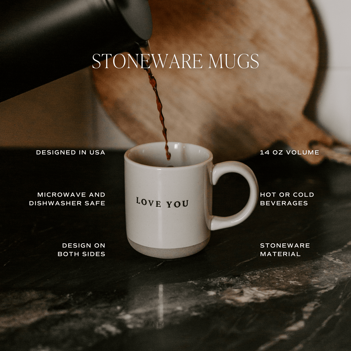 Brown Leaves Stoneware Coffee Mug - Fall Decor & Gifts