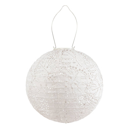 Stella Monstera 12" Globe Solar Lantern - Porcelain