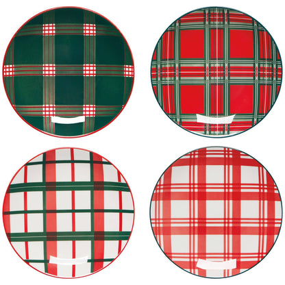 Holiday Plaid Appetizer Christmas Plates