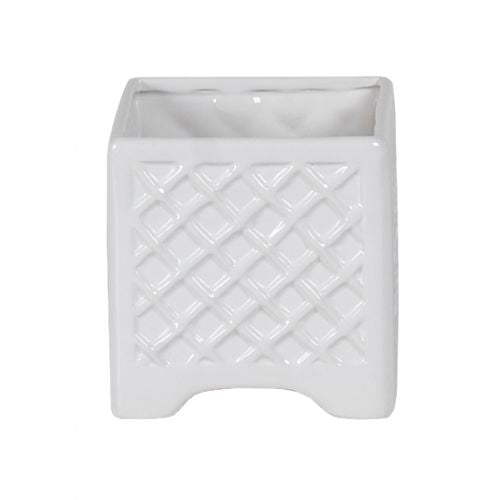 Square Lustrous White Trellis Pottery