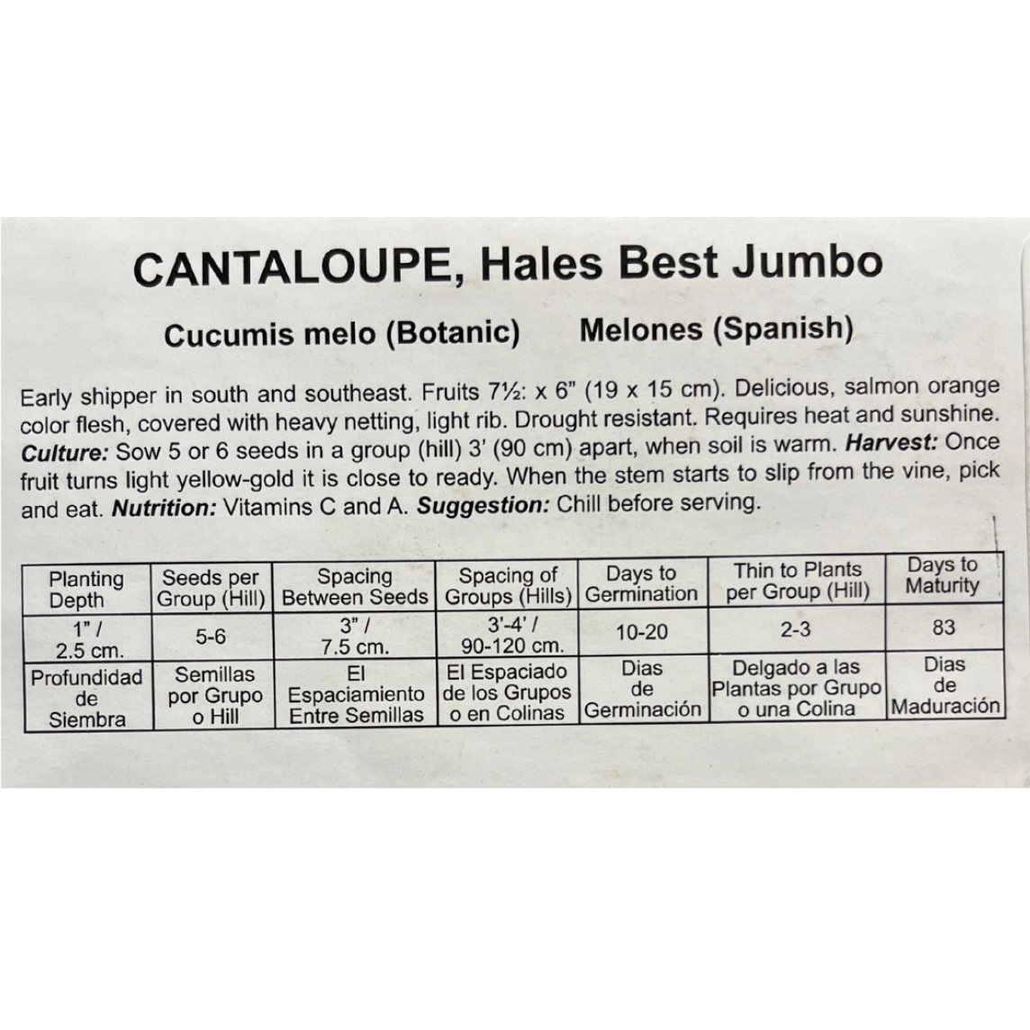 Cantaloupe, Hales Best Jumbo Seeds