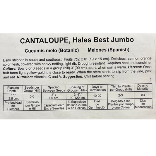 Cantaloupe, Hales Best Jumbo Seeds