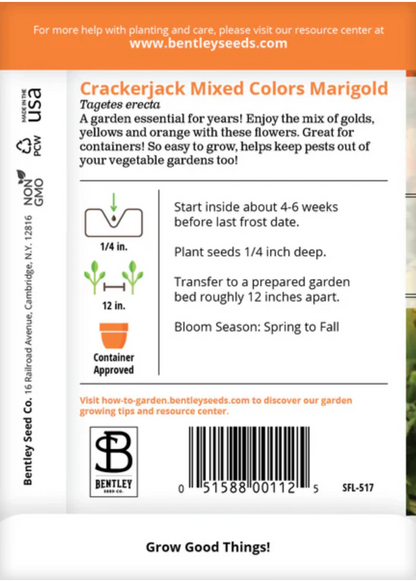 Marigold 'Crackerjack' Mixed Colors - Flower Seeds