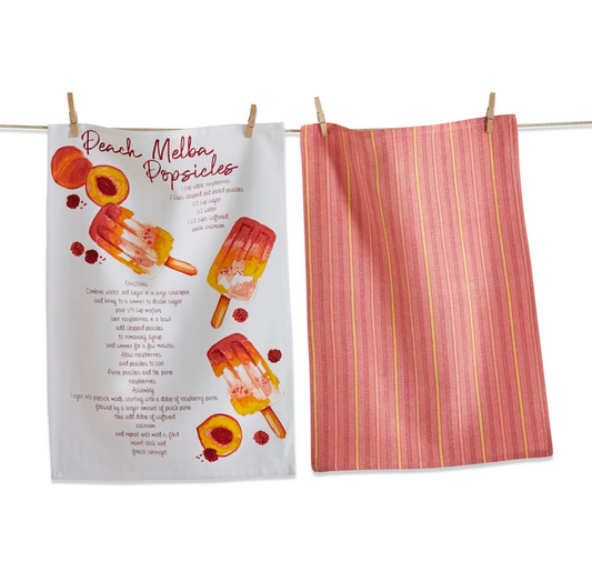 Peach Melba Dishtowel Set of 2 Multi Cotton Summer
