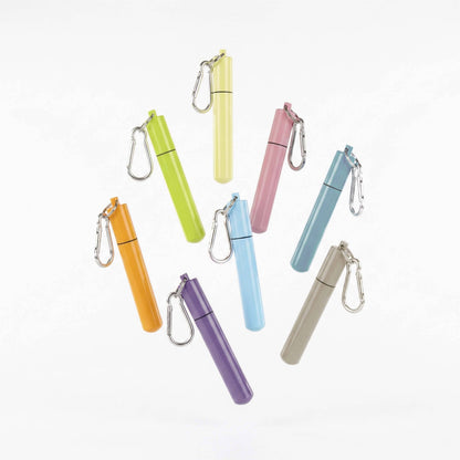 Collapsable Metal Straw Keychain w/ Cleaner