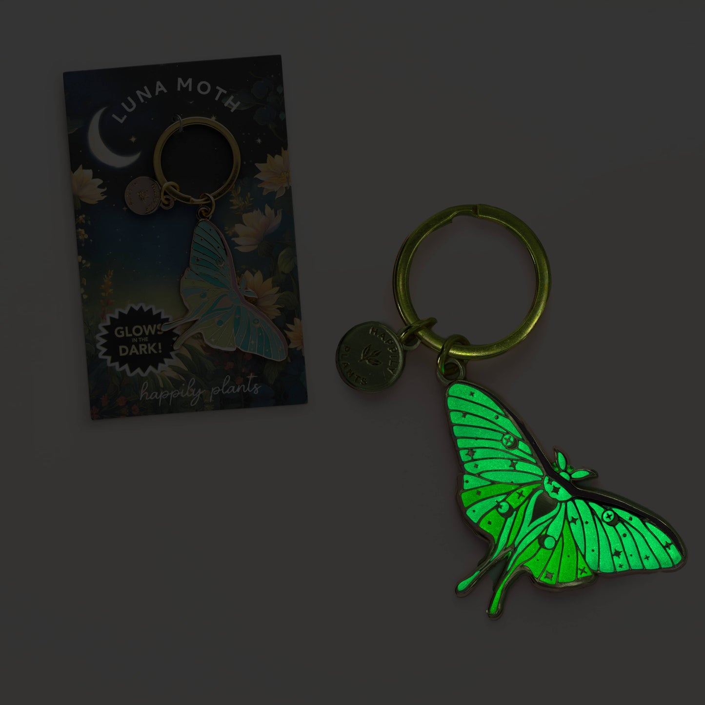 Luna Moth Bag Charm, Glow in the Dark, Fantasy Gift, Witchy 