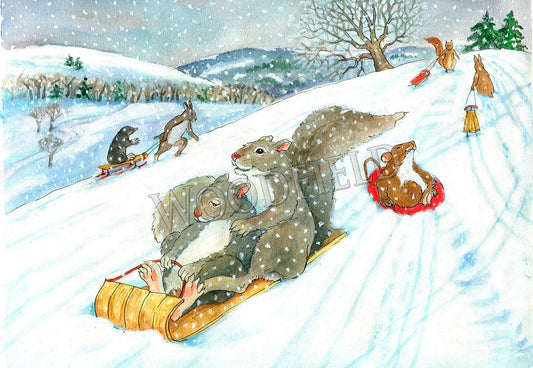 #761 - Sledding Fun Notecard