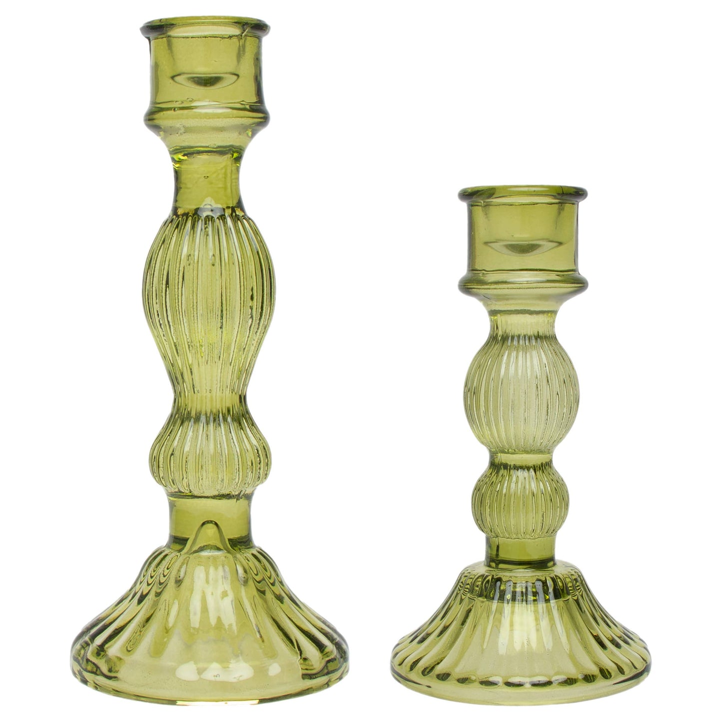 Olive Glass Candle Stick
