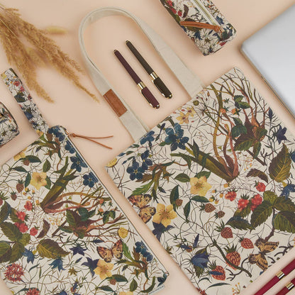 Canvas Shopper Bag - Forest Flowers on White