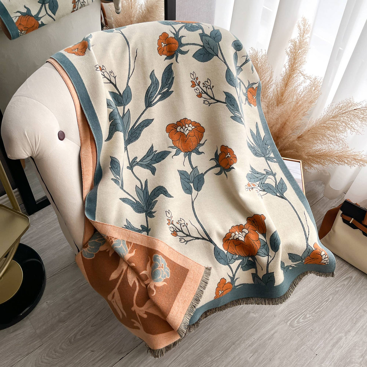 Turq / Brown Wild Rose Wrap