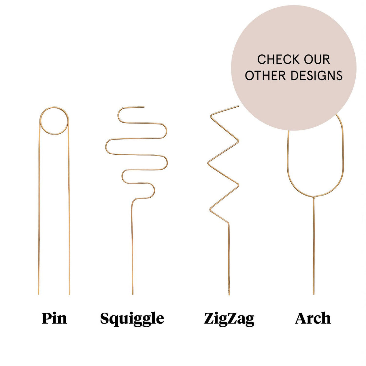 Golden plant stake from metal - Squiggle