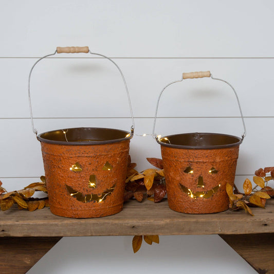 Rust Metal Jack O' Lantern Buckets