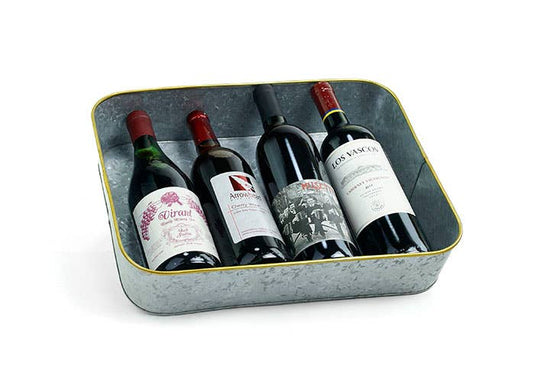 Rectangle Galvanized Tray with brass trim