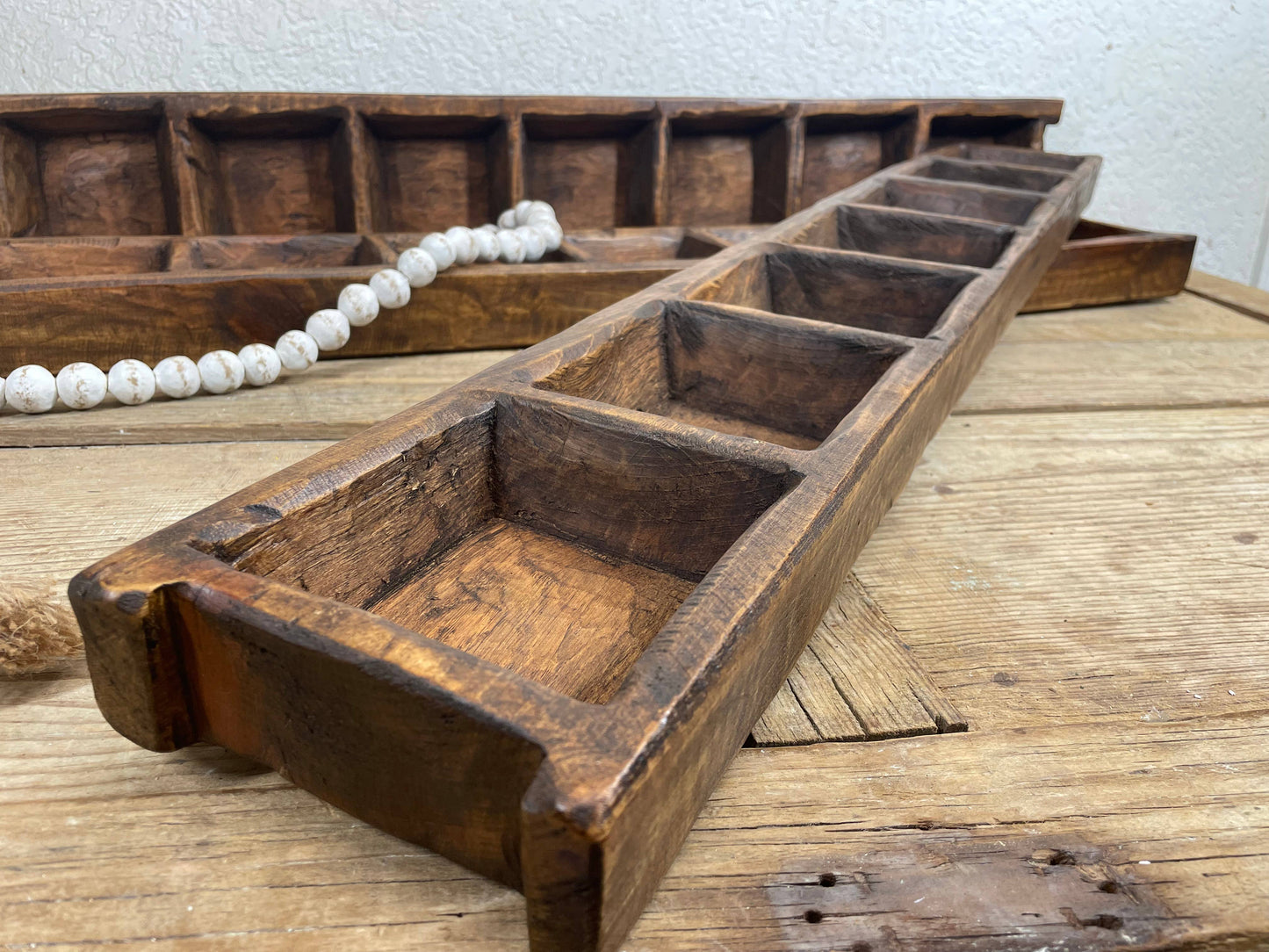 Brazos Long Ladder Dough Bowl-6x39-Waxed-7 Compartments