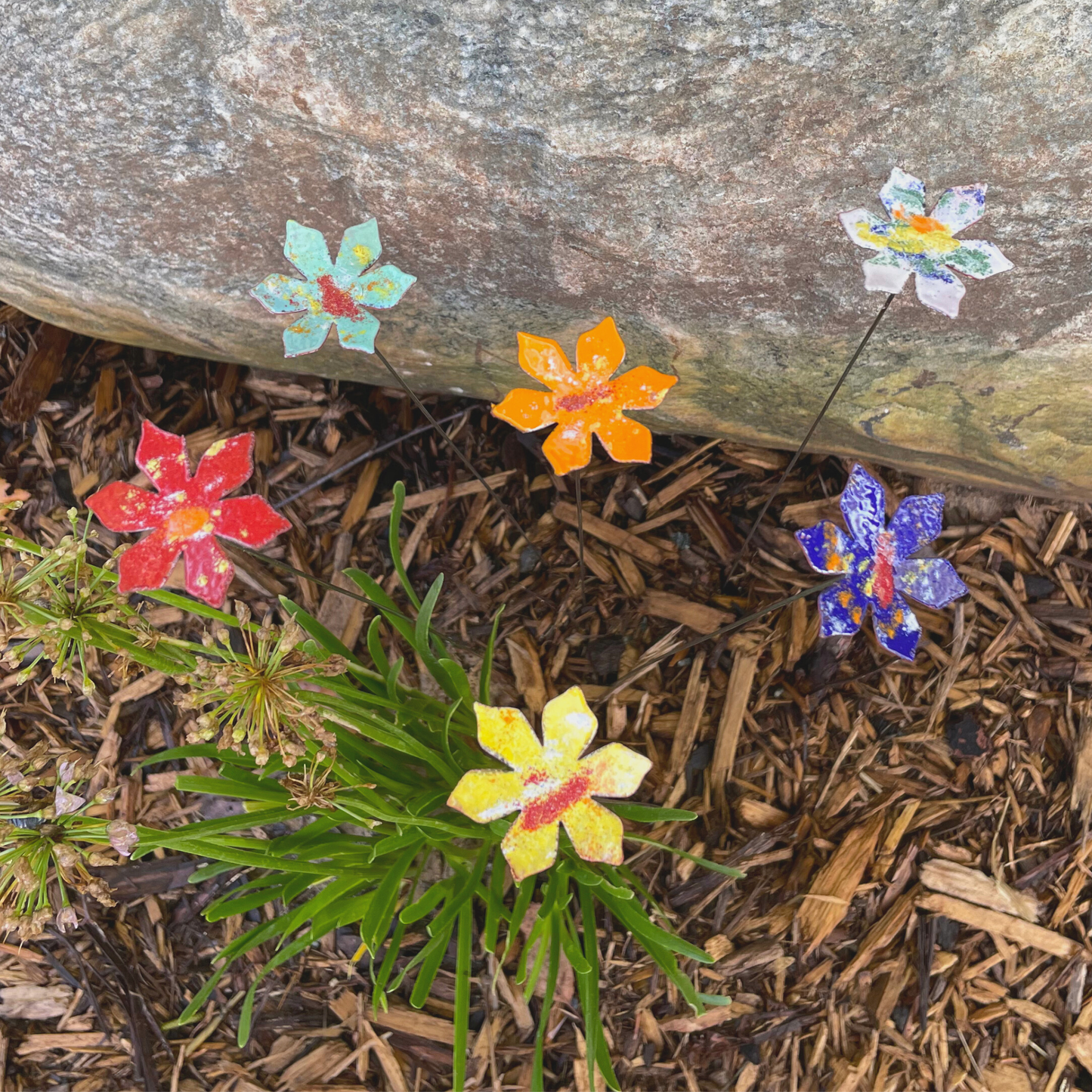 Medium Copper Enamel Flowers