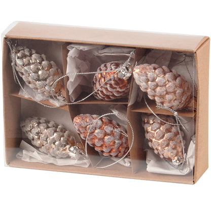 Glass Pinecone Christmas Ornament Set