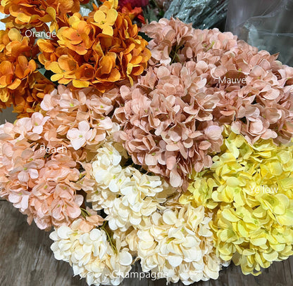 18" Super Soft Silk Hydrangea Artificial Flower YellowOrange