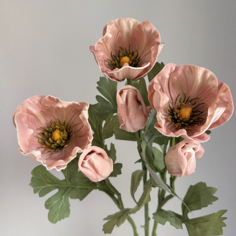 20''T PU Soft Touch Faux Anemone Flower, Sinlge Stem Anemone