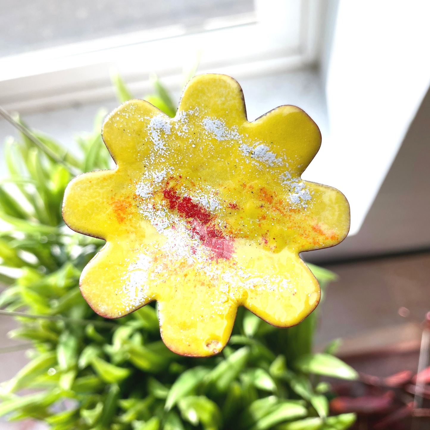 Large Copper Enamel Flowers