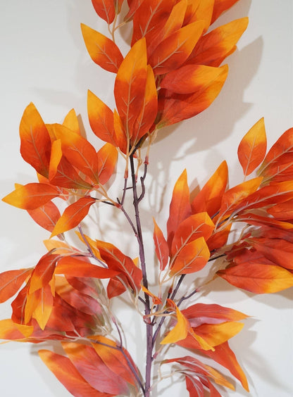 Faux Maple Leaves, Long Stem Autumn Leaves, Orange/Red