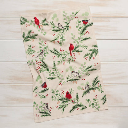 Forest Birds Christmas Dishtowel