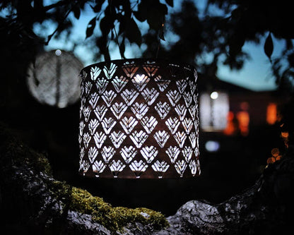 Stella Chevron Drum Solar Lantern - Copper